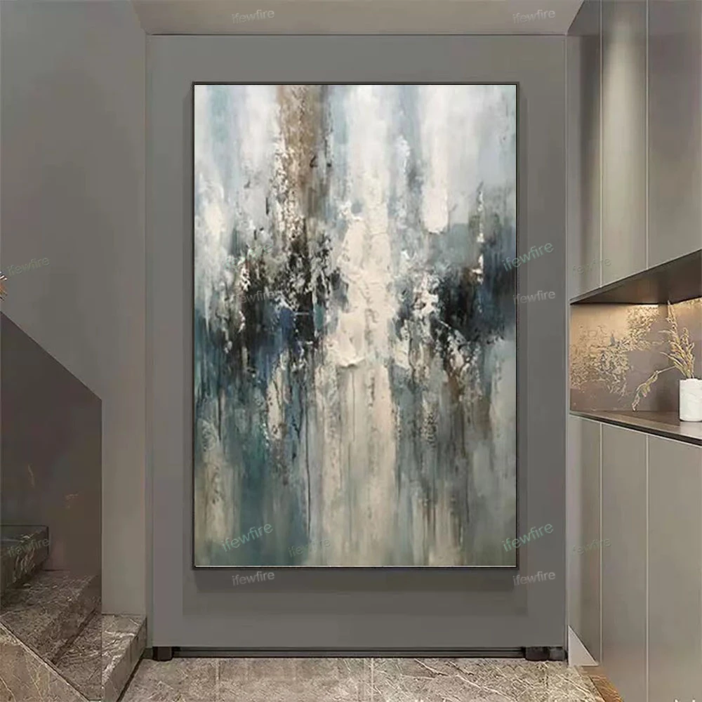 100% Hand-painted Modern Oil Painting Nordic Minimalist Canvas Poster Orange Graffiti Geometric Wall Art Decor Living Room Mural