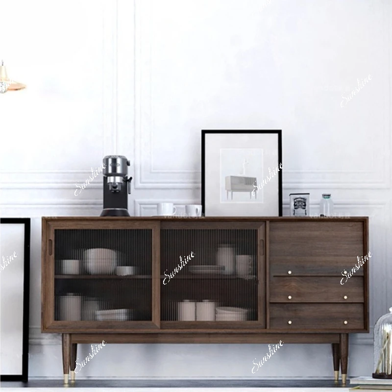 TTNordic, solid wood glass cabinet living room, dining room cabinet simple modern meal preparation, sliding door locker