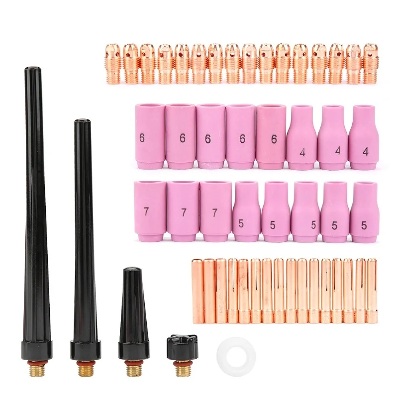 53pcs/Set TIG Welding Torch Body Parts Gas Lens Nozzle Collet Cup Kit For WP-9 20 25