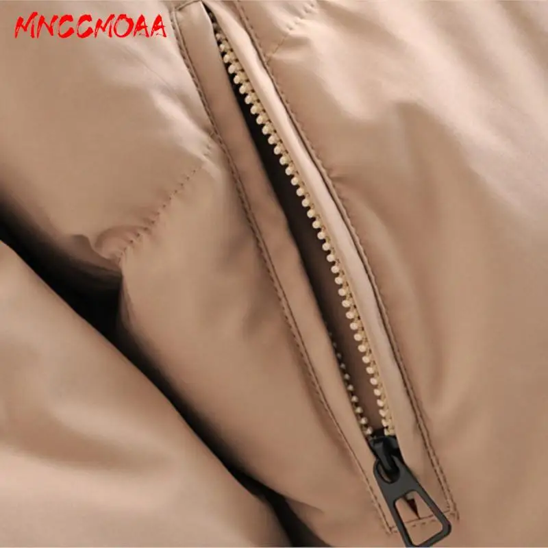 MNCCMOAA 2023 Winter Women\'s Fashion Loose Stand Collar Zipper Parkas Coat Female Casual Long Sleeve Thick Warm Outwears Tops