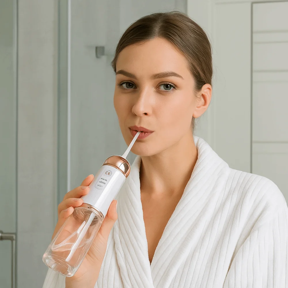 

Портативный USB перезаряжаемый ирригатор для воды, 3 режима, емкость 220 мл, ирригатор для полости рта, IPX7, водонепроницаемый, 4 насадки, очиститель зубов для домашнего использования