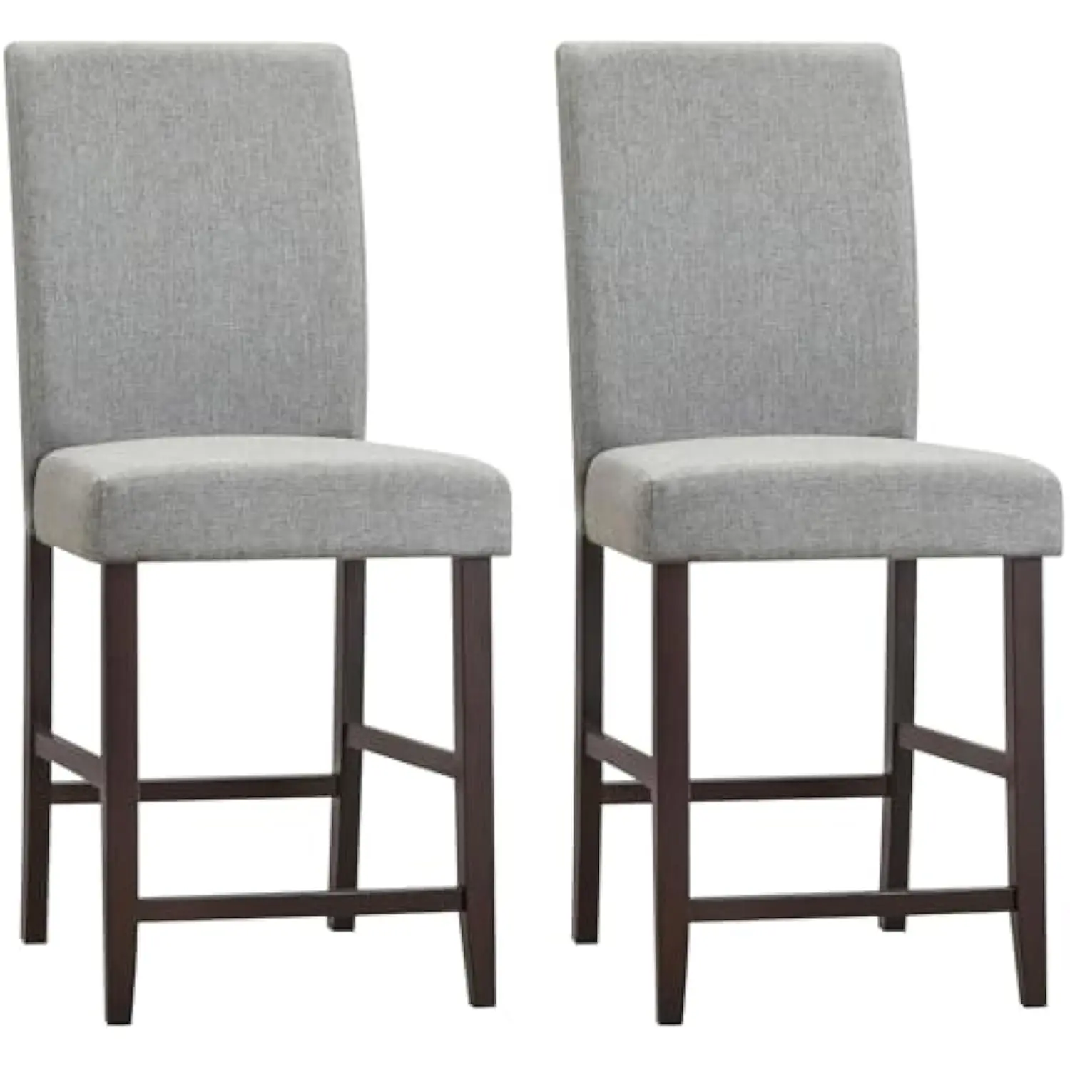 

24 Upholstered Bar Stools Set of 2, Modern Linen Counter Height Bar Stools with Ergonomic Back, Rubber Wood Legs and Footrest, a