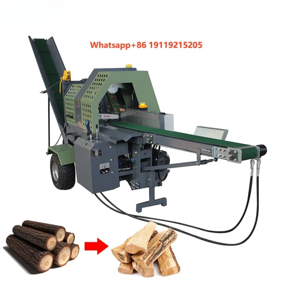 20T Electric Engine Wood Processor Automatic Commercial Firewood Processor Hydraulic Log Splitter Firewood Cutting Machine