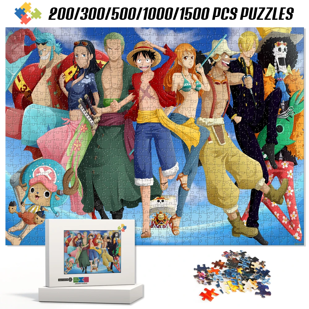 Puzzle Anime One Piece per bambini/adulti 200/300/500/1000/1500 pezzi Giochi interattivi per famiglie genitore-figlio Giocattoli Montessori