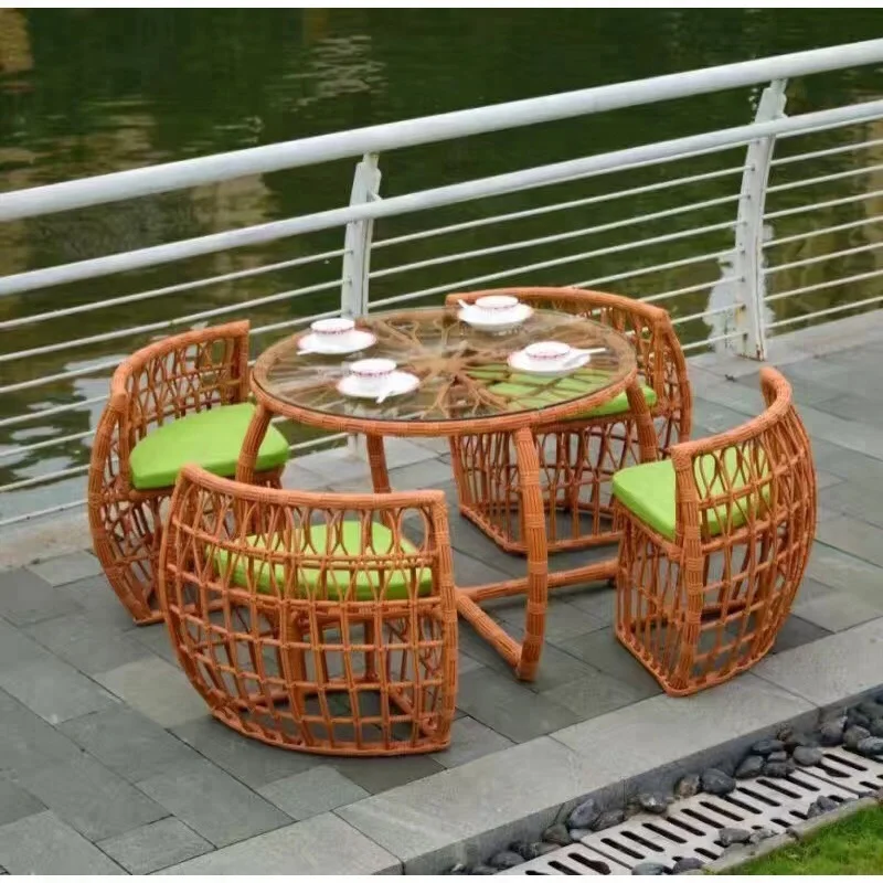 %k New Design Outdoor Garden Furniture Rattan Table and Chair for Coffee Shop