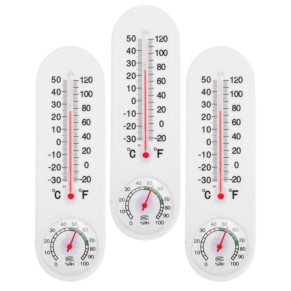 

3pcs Thermometer Hygrometer Temperature Humidity Meter Plastic Easy Install Indoor Outdoor Greenhouse Balcony Bedroom Living