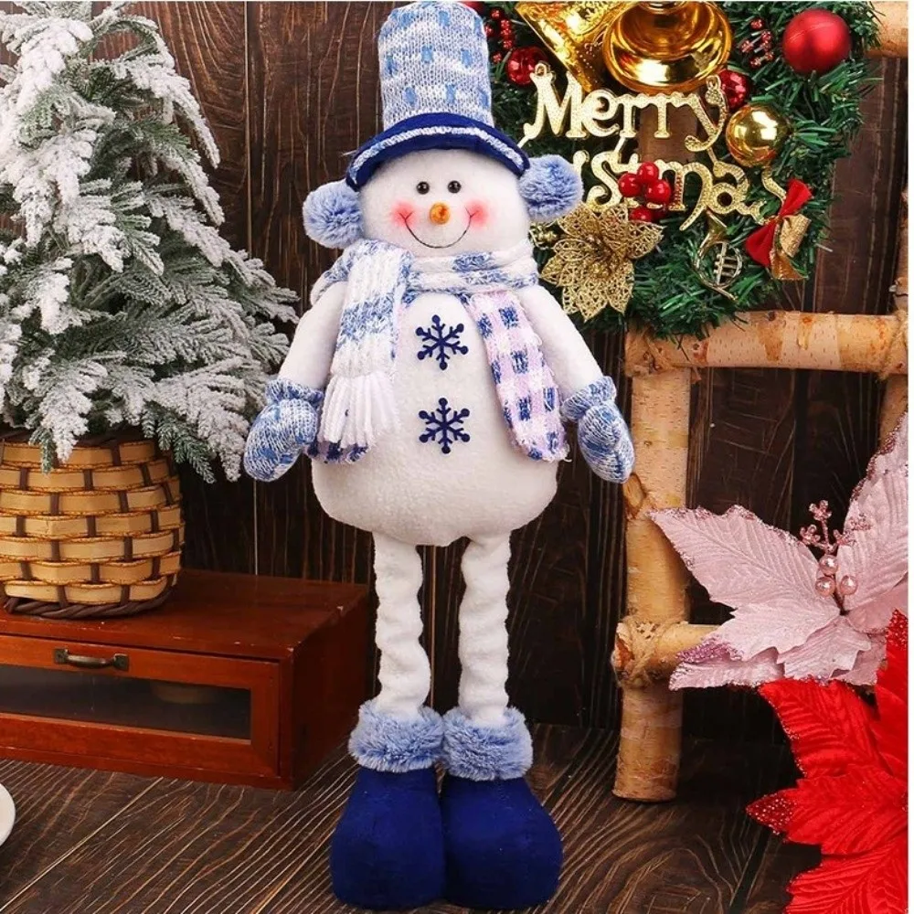 New Stretchable Blue Christmas Ornament Large Xmas Festival Ornament Santa Snowman Reindeer Retractable Christmas Season