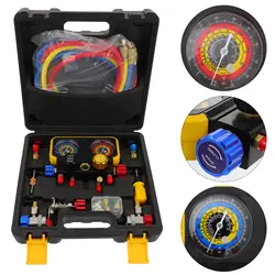 Kit d'outils pour voiture, ensemble de jauges de collecteur A/C à 4 voies, convient aux fourmis indispensables R134A, R410A, R32, R22, 1 jeu