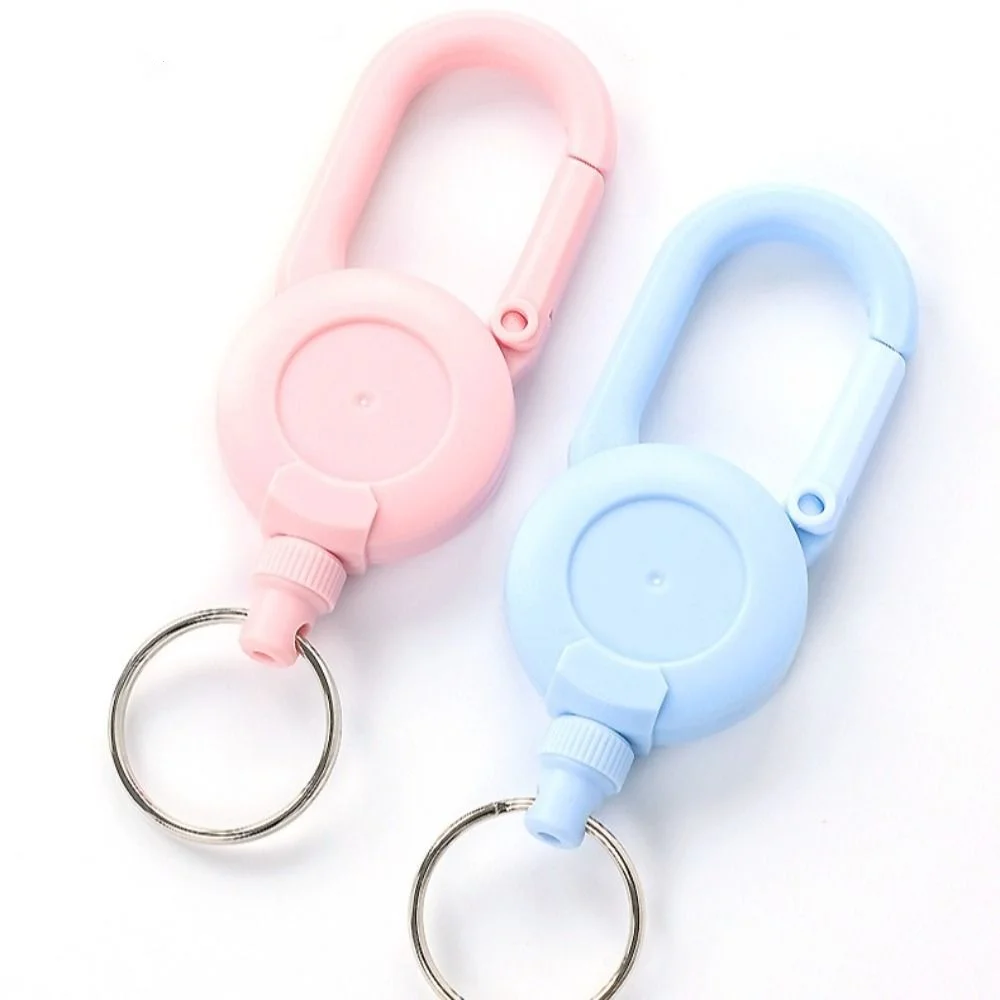 Steel Wire Elastic Mountaineering Buckle Easy-to-pull Solid Color Telescopic Wire Rope Keychain Anti-theft Portable