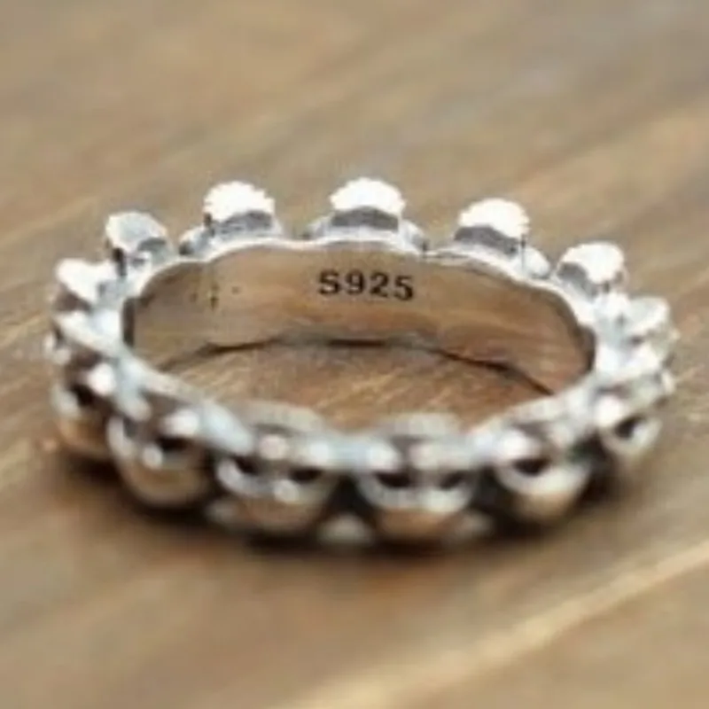 BOCAI S925 Sterling Silver Rings for Men Women Couple Closed Retro Trendsetter Puck Hand Ornaments Pure Argentum Jewelry
