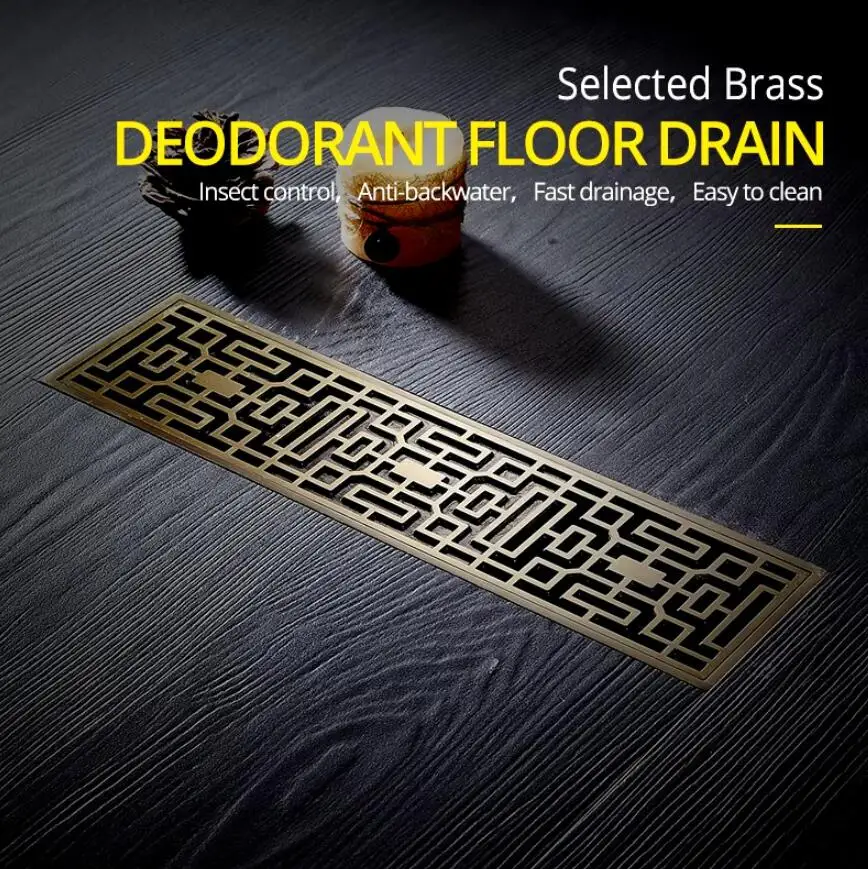 Copper Hidden Bathroom Anti-Odor Floor Drain, Brass Retro Bathroom Insect-Proof Drainage, Full Copper Kitchen and Balcony Draina