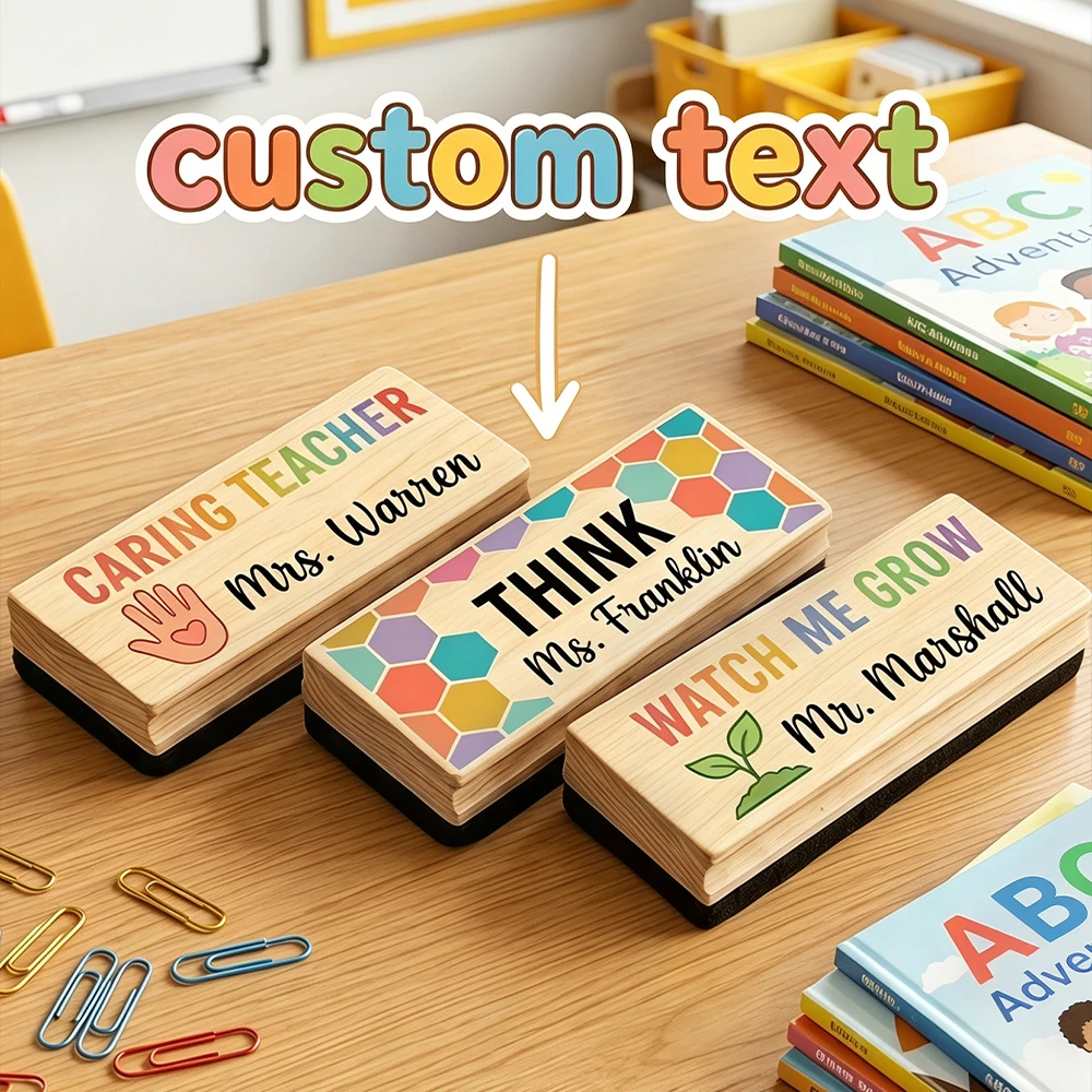Woodworking Teacher - 1pc Custom Teacher Wooden Chalkboard Eraser,Personalized
