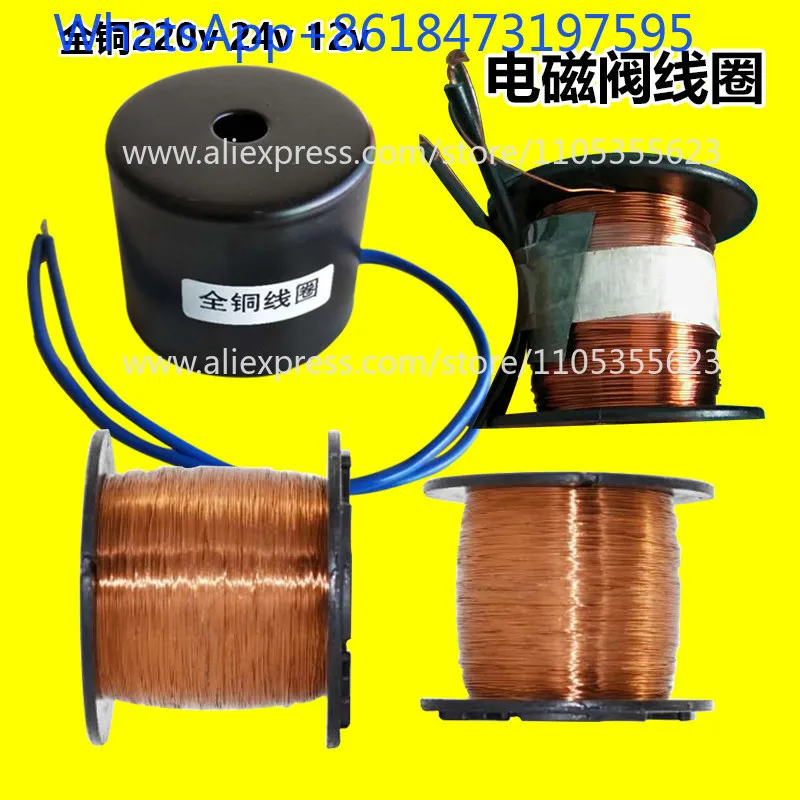 All-copper solenoid valve coil AC220V DC24V DC12V solar water inlet car water discharge electronic valve