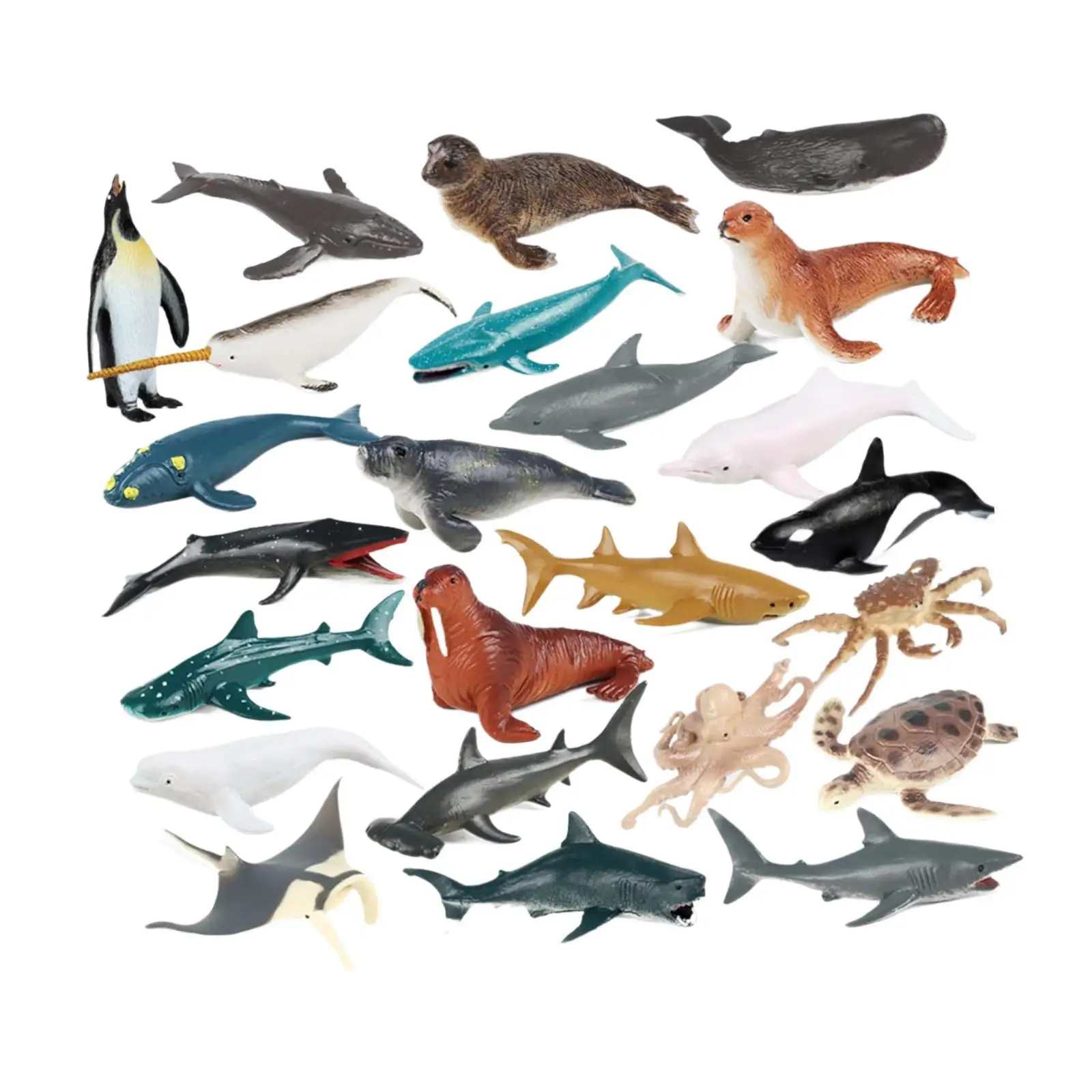 24Pcs Marine Animal Figures Artificial Animals Model Toy Realistic Animals Model