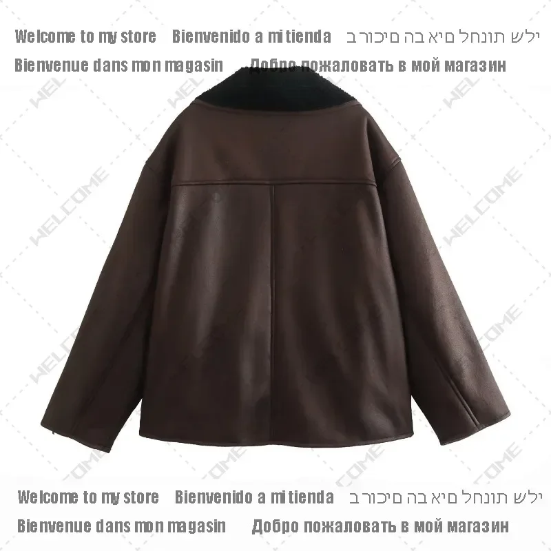 سترة عالية الجودة معطف أنثى عادية الصلبة جيب أبلى القمم المرأة خمر كم طويل دافئ فو الصوف 1