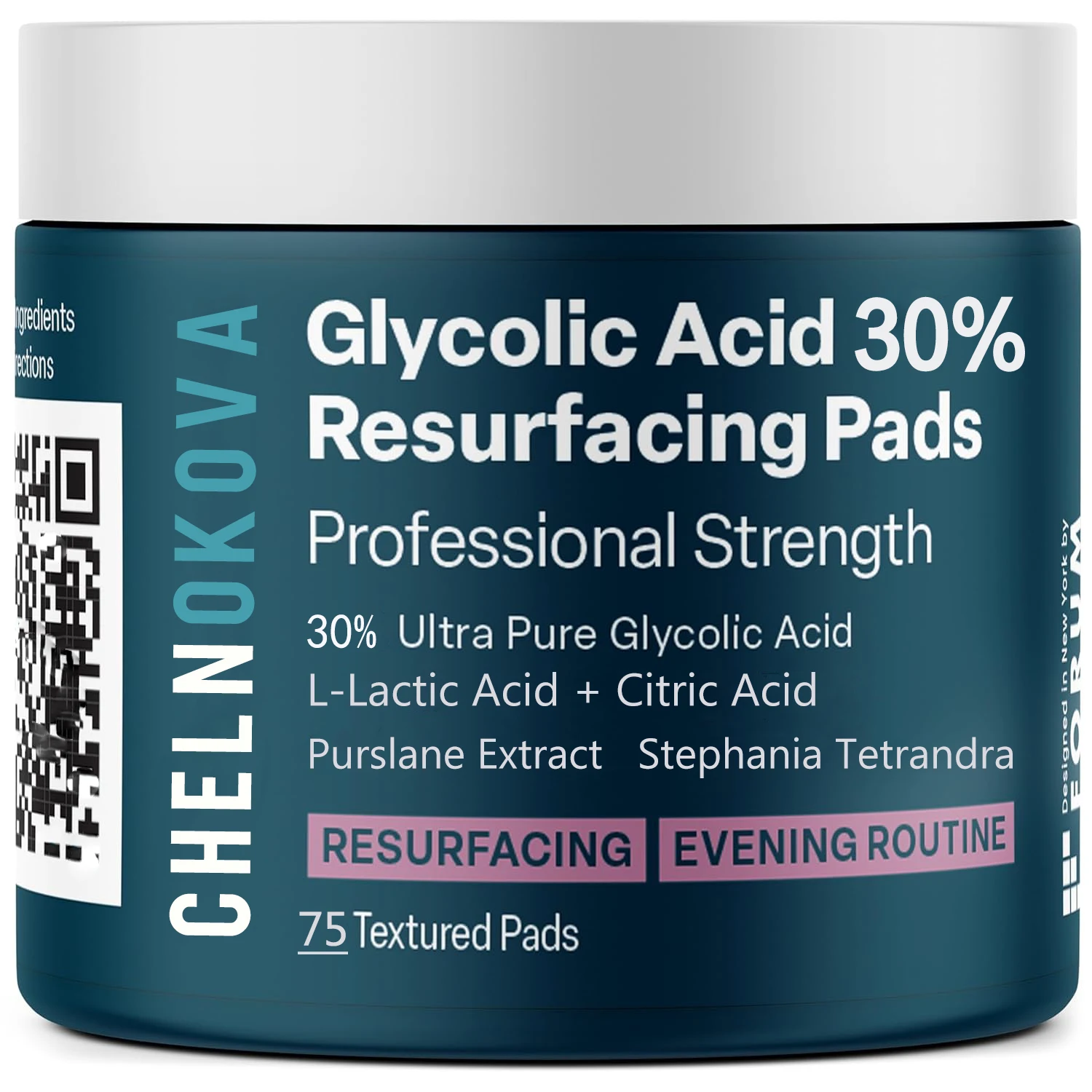 Chelnokova Glycolic Acid 30% Resurfacing Pads for Face & Body with lactic acid citric acid Exfoliates Surface Skin Peel Pads aha