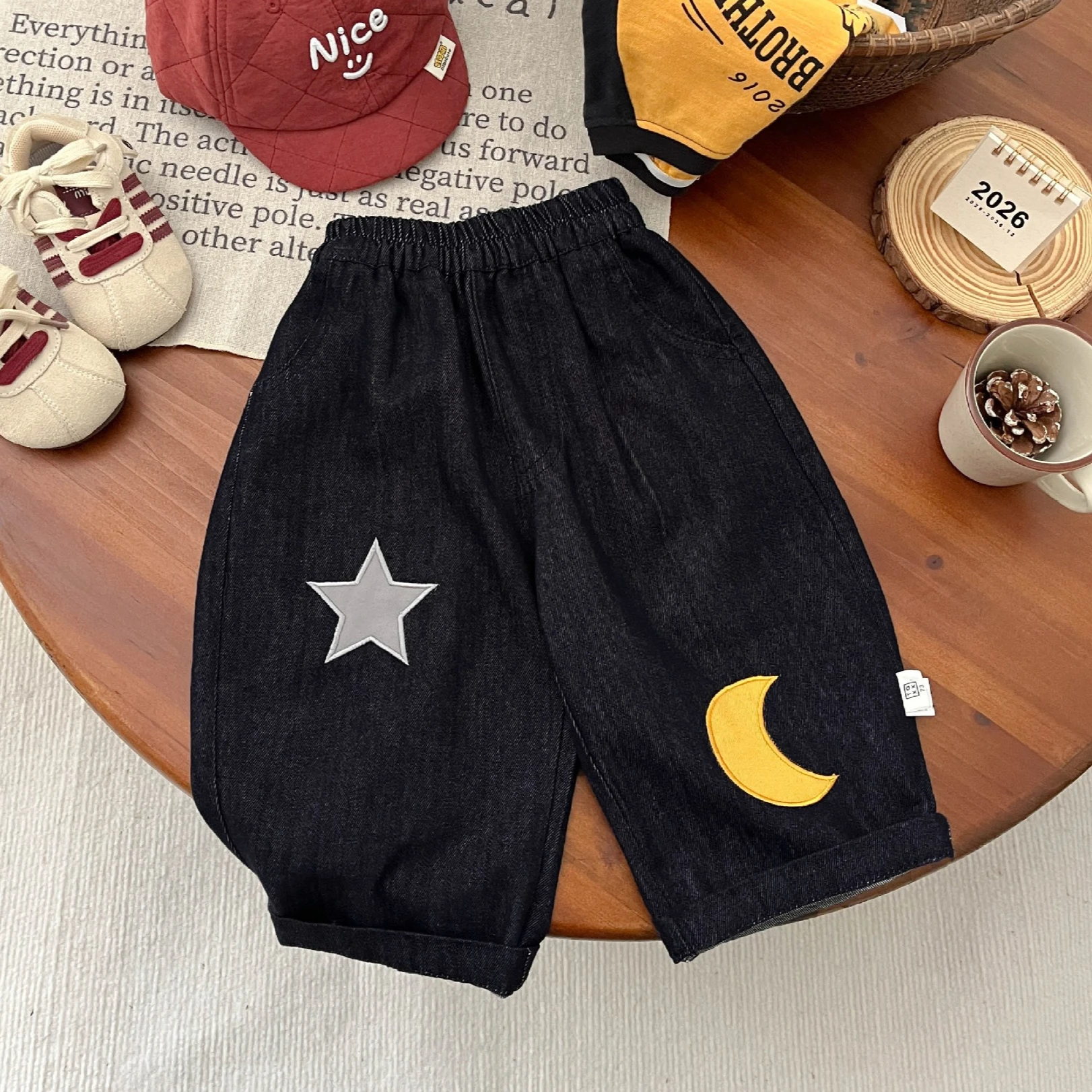 Boys Sweater 2026 Spring and Autumn New Childrens Clothing Korean Fashion Boy Baby Foreign Style Embroidery Casual Jeans