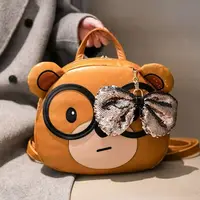 JIAERDI-mochila de oso con lazo para Mujer, morral redondo de gran capacidad con dibujos animados, ligero, de viaje, para Mujer, Chic