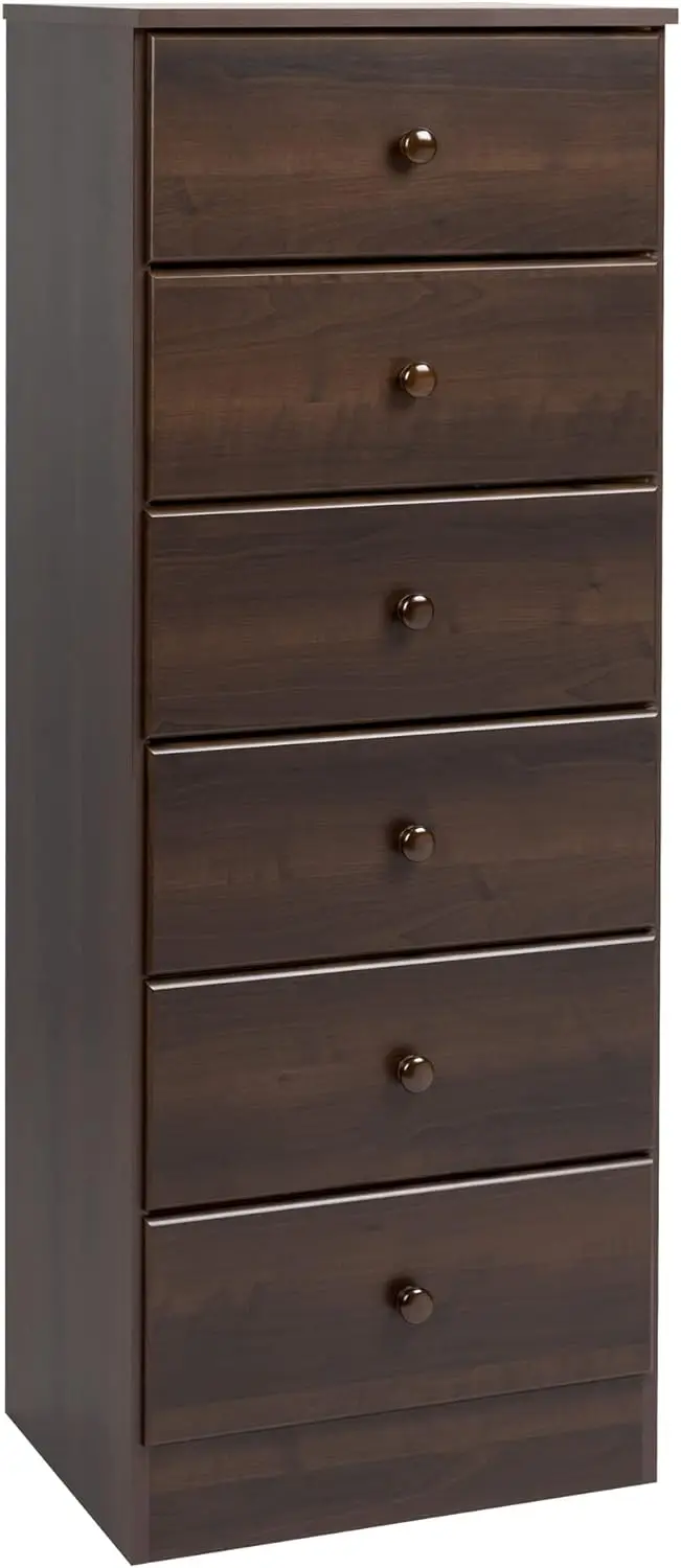 

Astrid Tall Brown Dresser: 16"D x 20"W x 52"H, 6-Drawer Chest for Bedroom by NEW - Perfect Chest of Drawers for Ample Storage