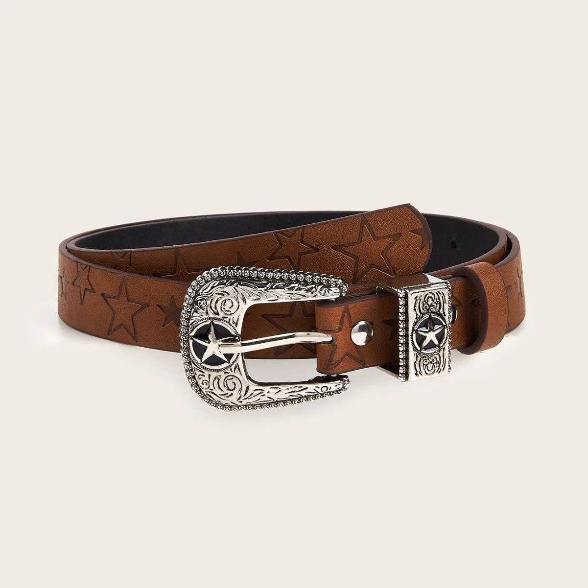 

European and American Style Spice Girls Daily Brown Texture Niche Pin Buckle Belt Special Printed Pattern Belt Unisex