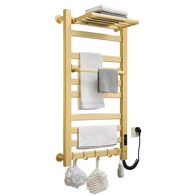 Gold Color New Smart Electric Towel Rack for Home & Hotel Bathroom Electric Heating Constant Temperature Drying Storage Rack