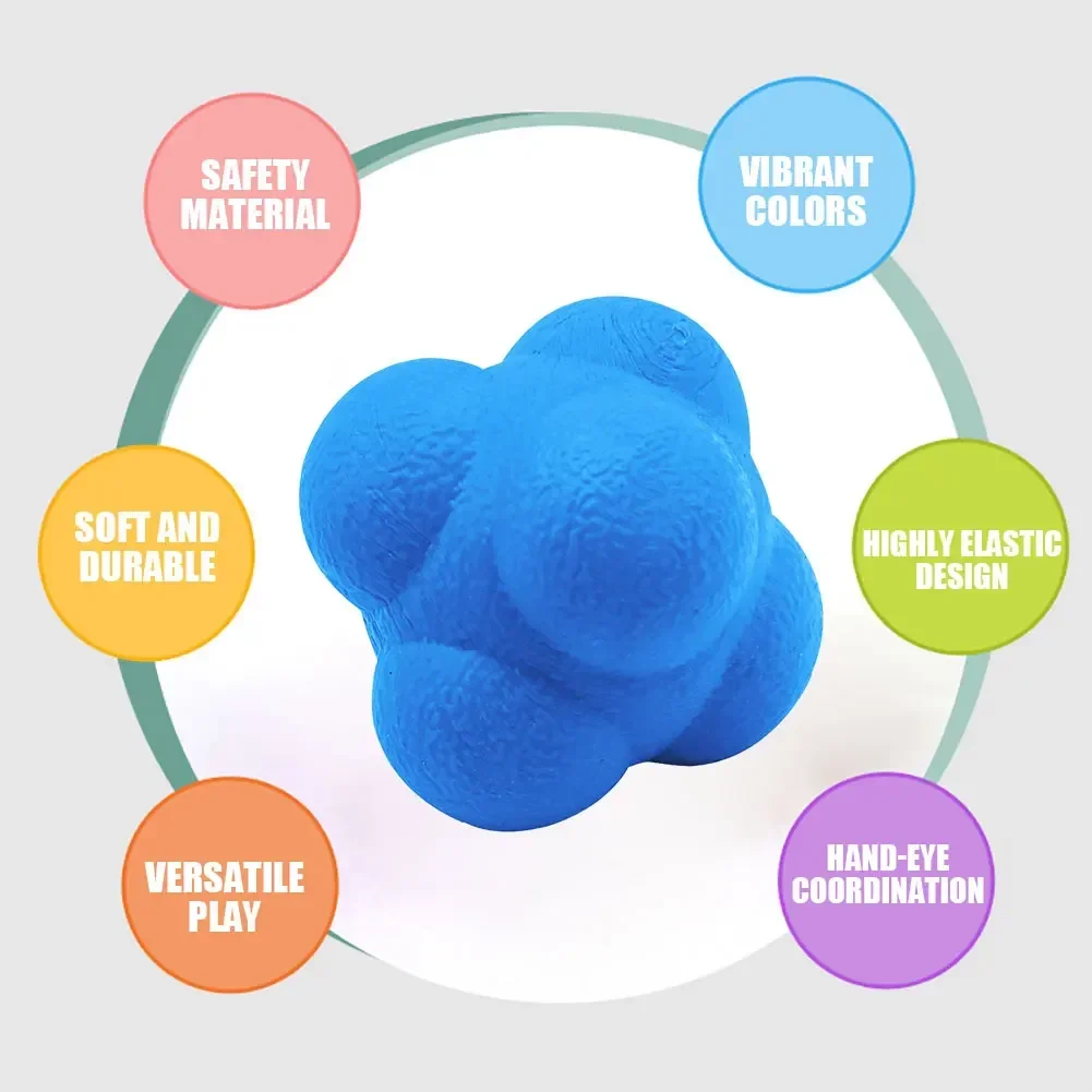 Hexagonal Reaction Ball Fitness Sport Speed Agility Reflex- Skills Training Unpredictable Reaction Ball Outdoor Fun Ball Toys