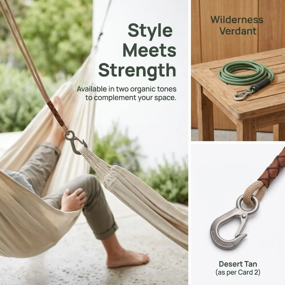 Heavy Duty Swing Suspension Rope Stainless Steel Hook 60/120cm Hammock Connection Rope Easy Installation Wear-resistant