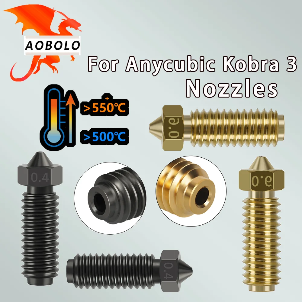 

Anycubic Kobra 3 Combo Nozzle 0.2 0.4 0.6 0.8mm Hardened steel Brass Nozzle For Anycubic Kobra3 Spare Parts Accesories