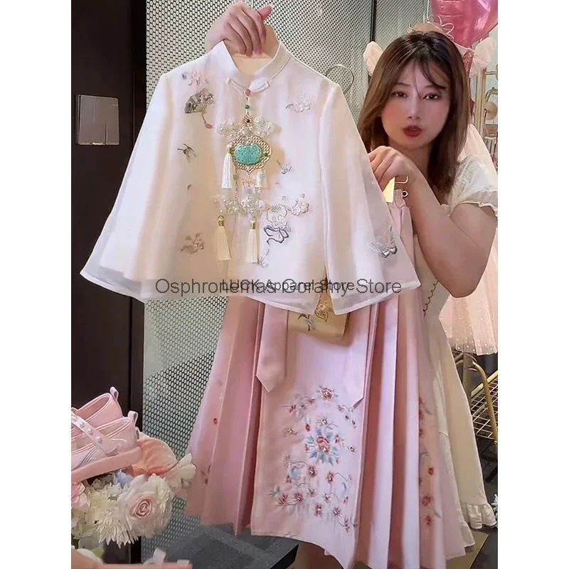 

Girls' Horse Face Skirt Set New Chinese Style Hanfu Dress Spring New Children's Chinese Style Tang Dress Princess Skirt