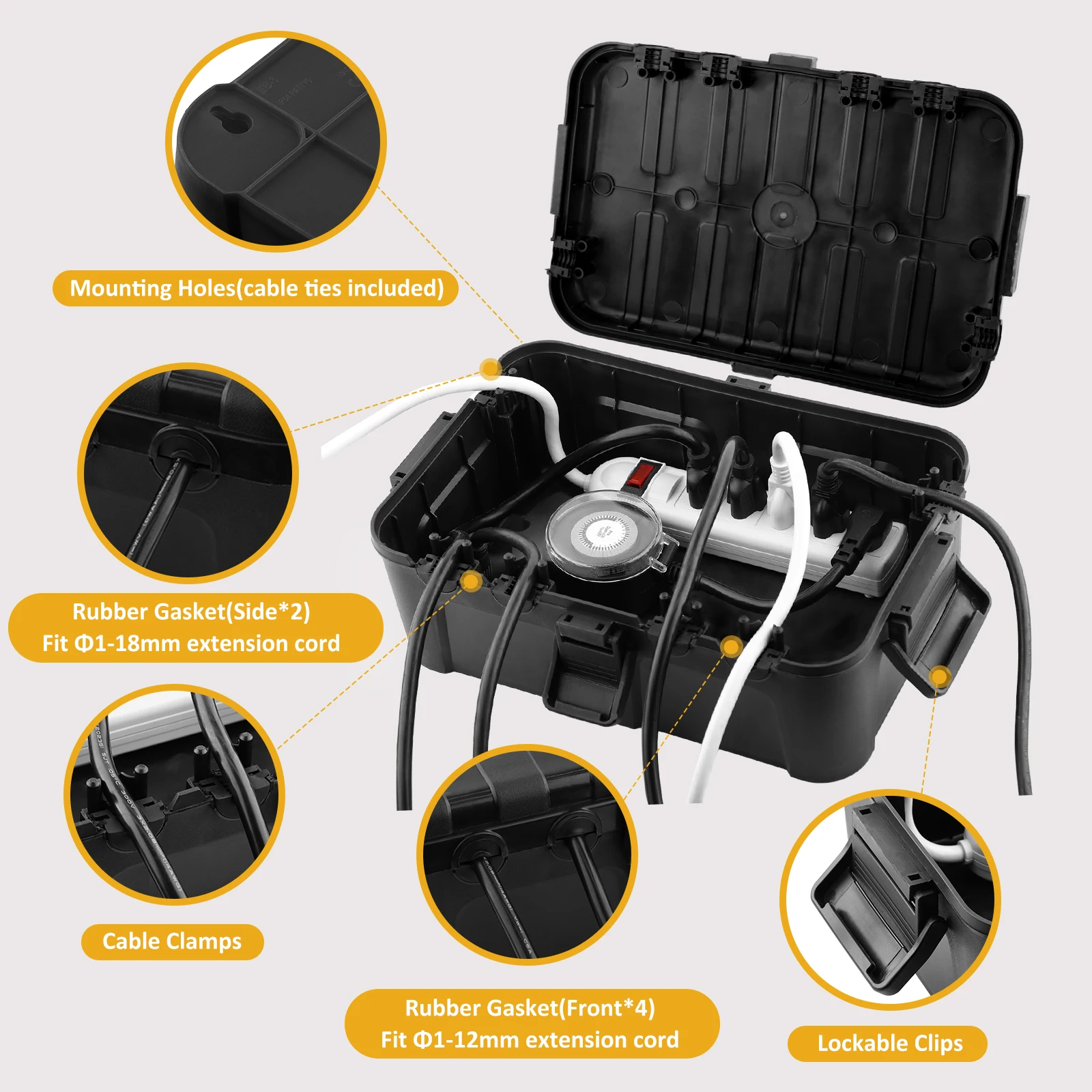 Restmo 32x22x13 سنتيمتر 1 قطعة صندوق كهربائي كبير مقاوم للماء مع 8 قطعة صناديق كهربائية خارجية صغيرة للتوصيل الخارجي/شريط الطاقة