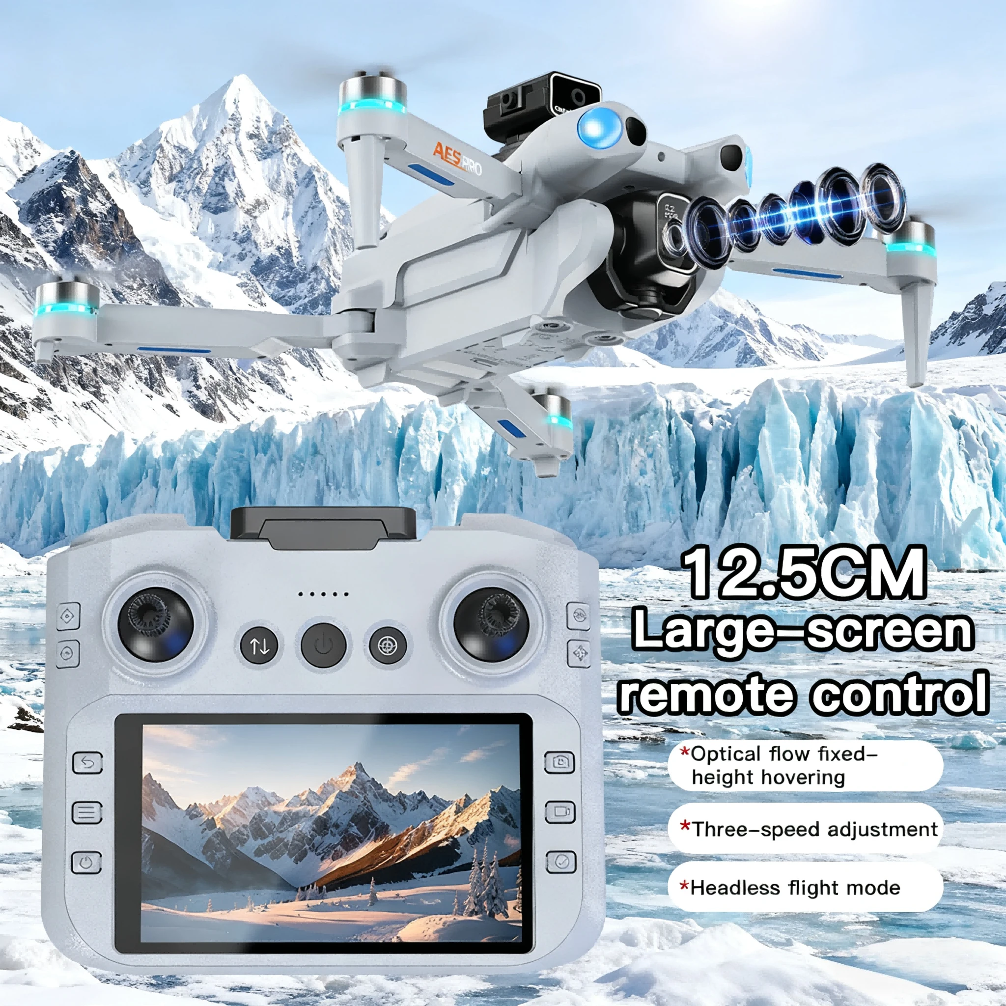 

Дрон для новичков AE5 2025, бесщеточный инфракрасный, пятисторонний, предотвращающий препятствия, электрически регулируемый, оптическое позиционирование потока, складной