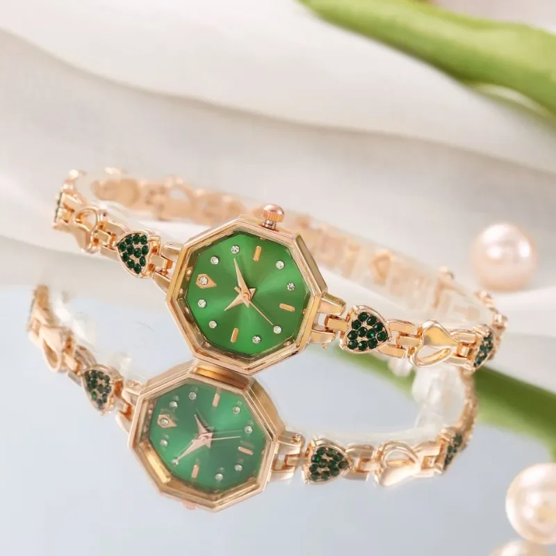 Women's Watches Octagon Colored Decorative Women's Bracelet Light Luxury Jewelry Love Quartz Women's Watch Wrist Watch  ساعات