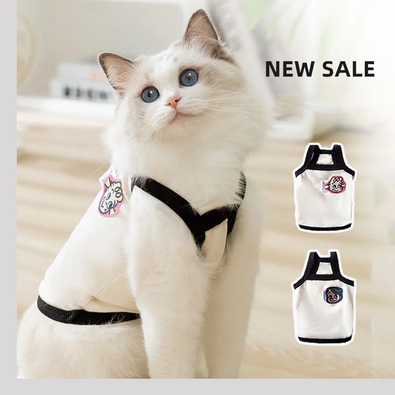 

Boys Girls Dog Vest Spring Summer New Pet Clothing Kitten Puppy Two Legs Clothes Teddy Couple Clothing XS-XL