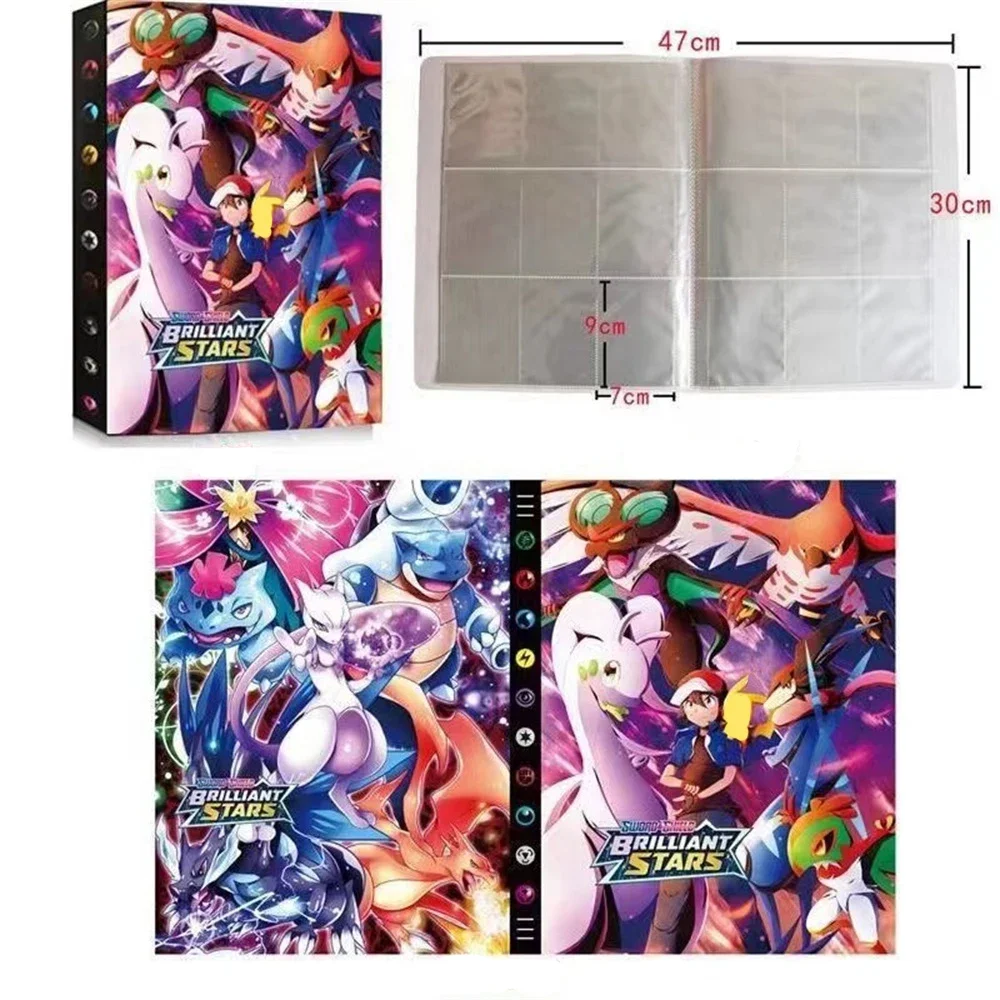 Cartoon Album 432/240PCS Card Book Protector Gengar Charmander Map Letters Holder Binder Cartoon VMAX GX Game Collection Folder