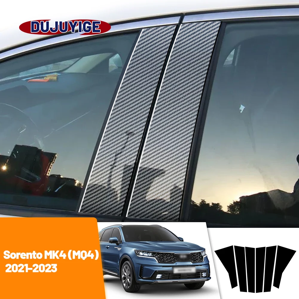 

For Kia Sorento MQ4 2021-2023 2022 Carbon Fiber Window Door Column Deal B C Pillar Post Cover Trim Sticker