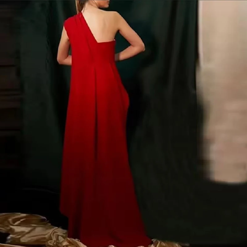 

Elegant Customized 15 Quinceanera Dresses Red One Shoulder A-Line 15 Quinceanera Dresses Floor-Length Zip Prom Dresses