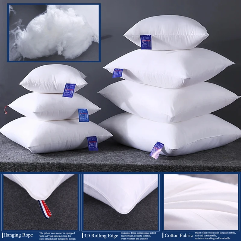 

40/45/50/55/60/65/70cm Cotton Cushion Inner Filling White Decorative Pillow Core for Home Sofa Car Office Soft Cushion Insert