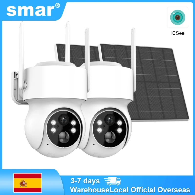 Caméra de Surveillance Solaire WiFi Extérieur 3MP PTZ Batterie Détection PIR Vision Nocturne Couleur Audio Bidirectionnel IP66