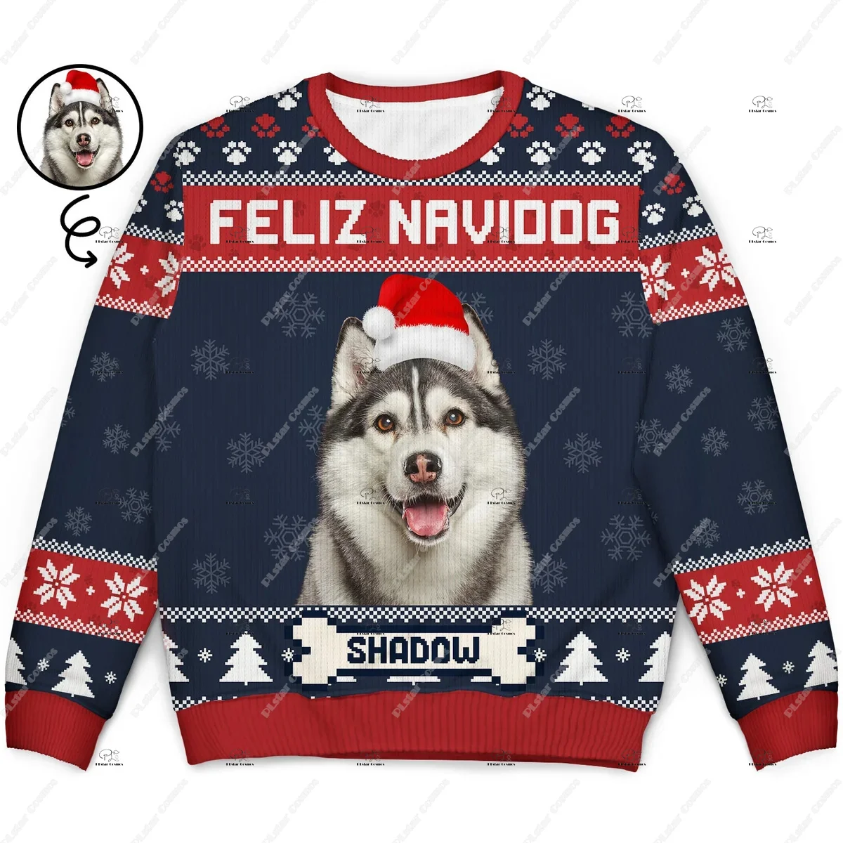Custom Name Photos Christmas Couple Family Pet Outfit Vintage Ugly Sweater 3DPrint Harajuku Pullover Casual Funny Long Sleeves 9