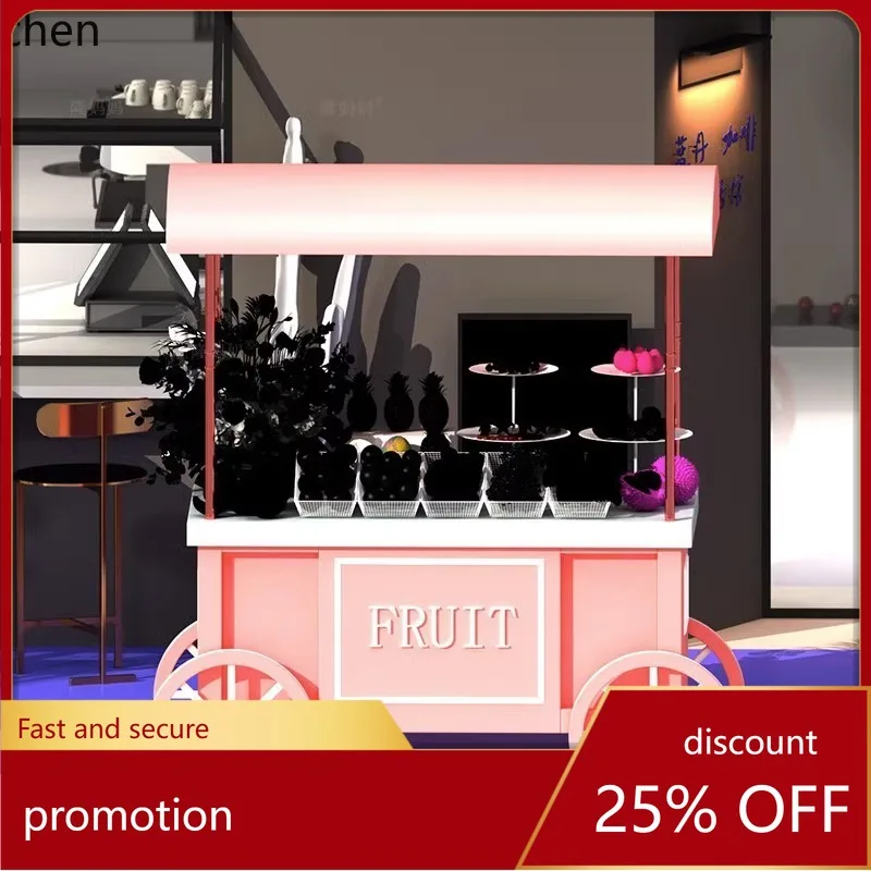 

LXC Street Stall Flower Cart Stall Push Cart Promotion Iron Art Sales Outdoor Mobile Snack Stall Cart