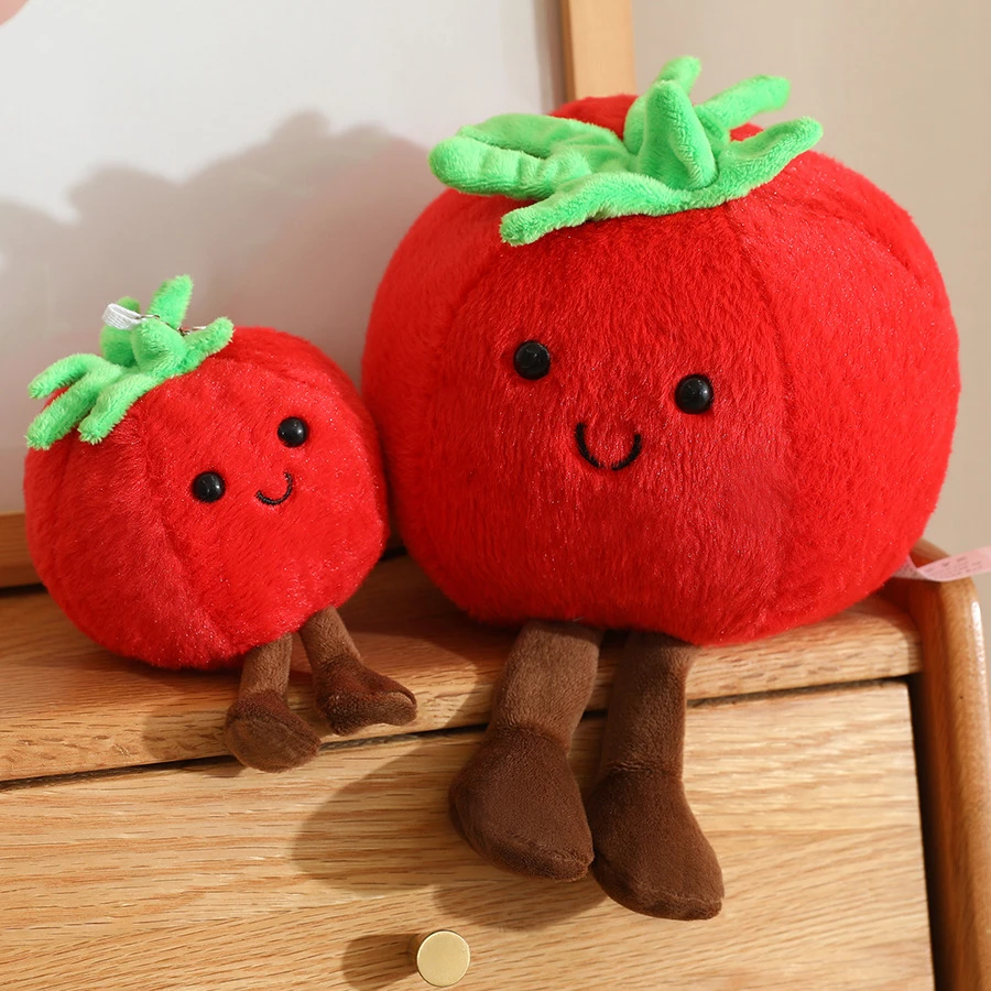 Bonita figura de peluche de tomate de dibujos animados, fruta, verdura, comida, juguete de peluche, decoración, regalo de cumpleaños, Ideal para todas las edades