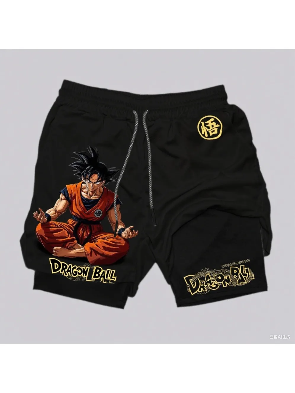 Dragon Ball Goku Anime Gym Shorts Men Double-layer 2-in-1 Sports Pants New Summer Japanese Cartoon Print Beach Pants Streetwear