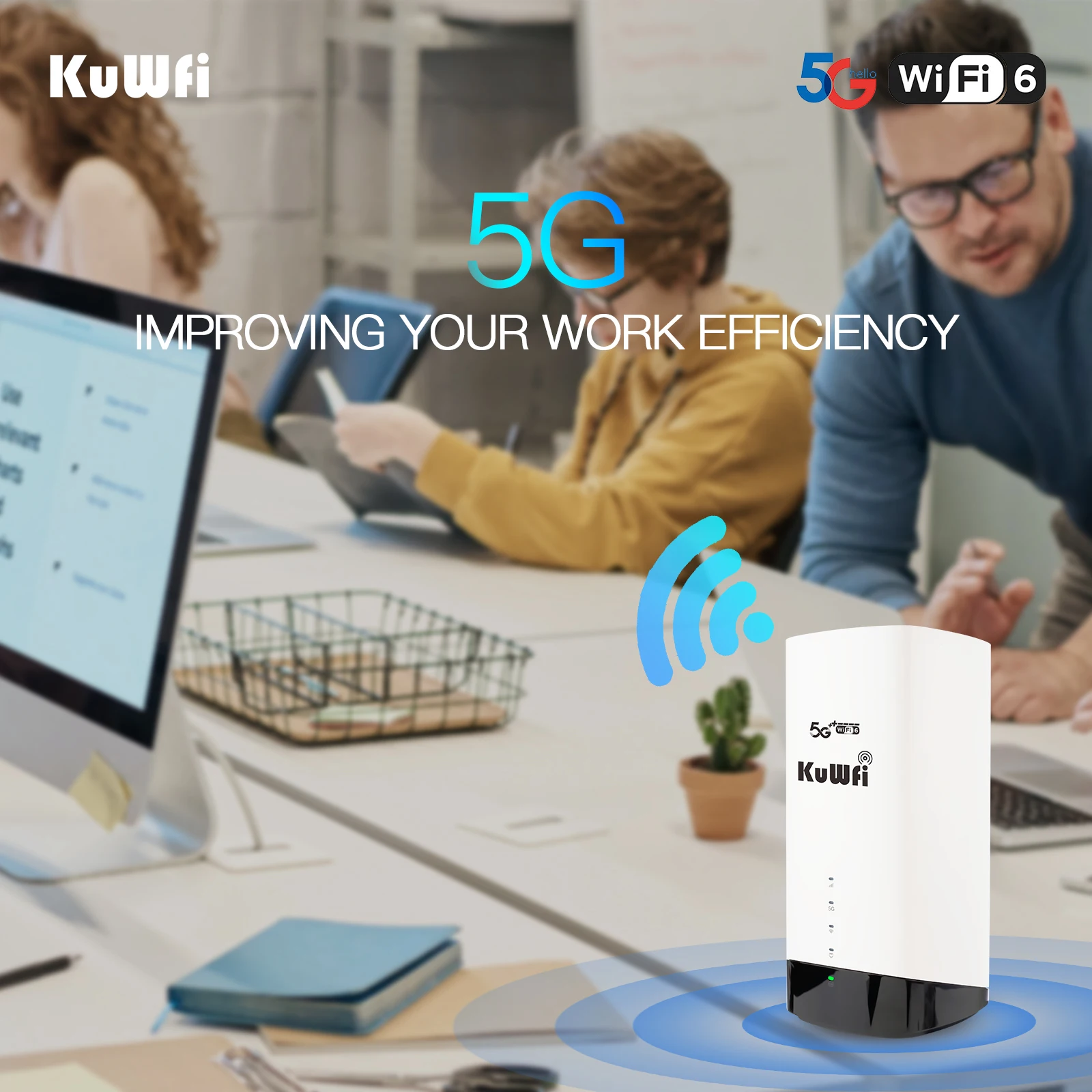 Neueste KuWFi 4,6 Gbit/s NSA/SA Wifi signal Dual Band Wifi6 Router Wifi 5g RJ11port 5g Sim Cpe Router für den Innenbereich