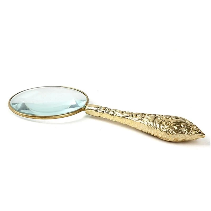 4X Handheld Magnifier Antique Handle Magnifier Reading Magnifying Glass for Reading Book Inspection Coins Insects Rock