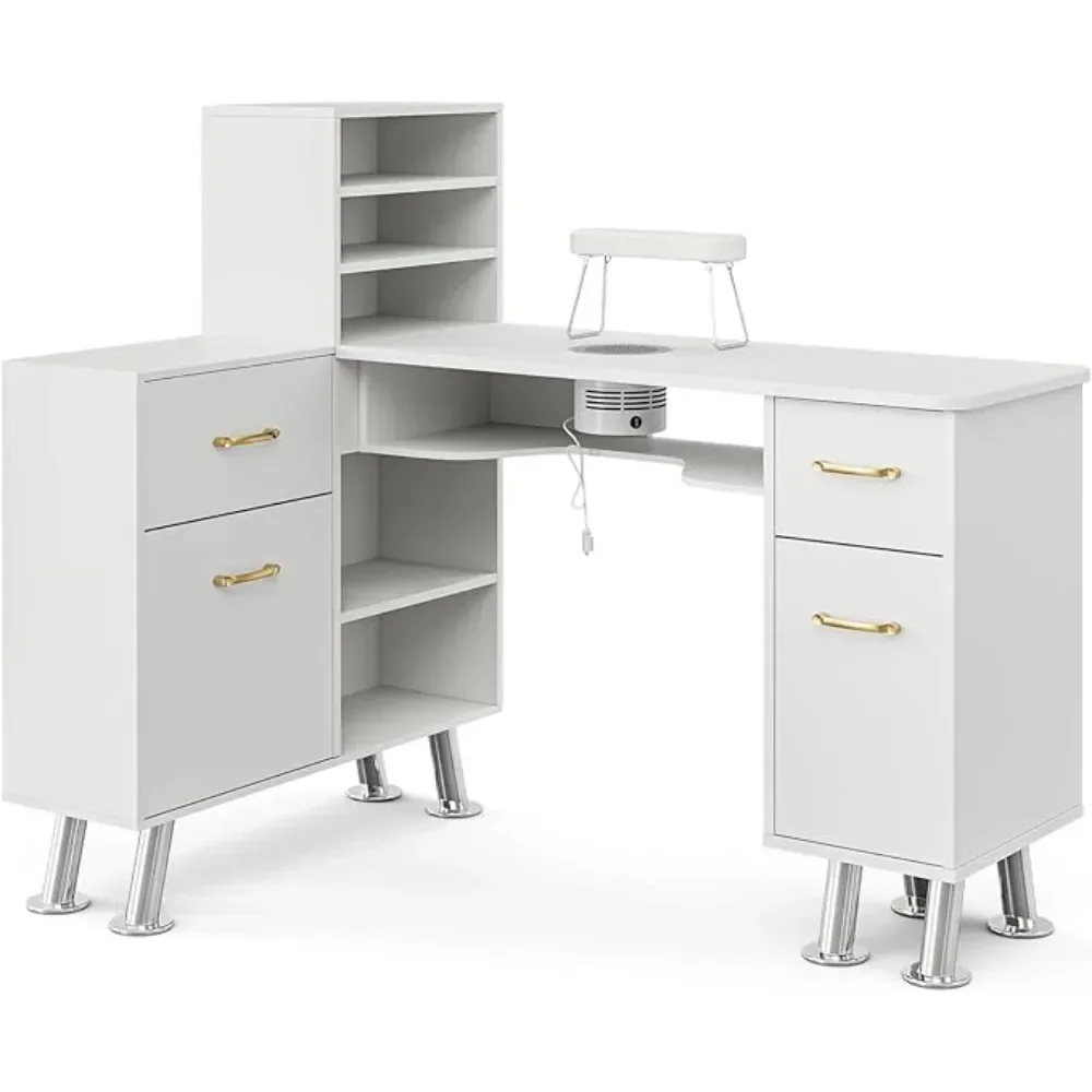 

Nail Table With Shelf L-shaped Nail Table Stand With Electric Ventilation Vent Foldable Nail Armrest Table Pour Faire Les Ongles