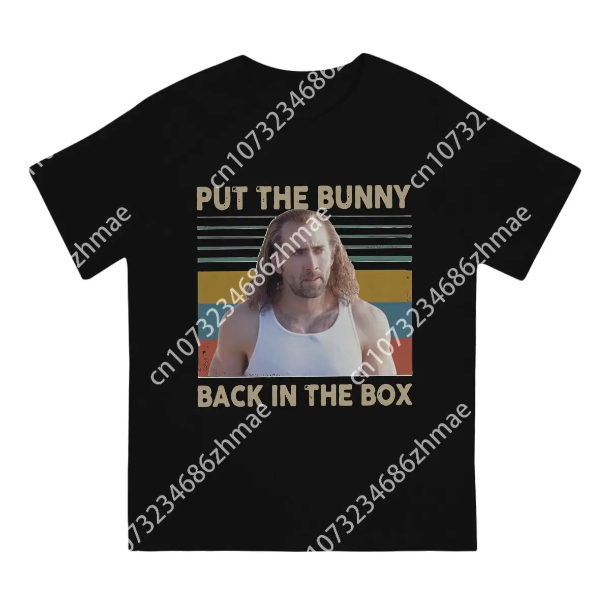 Vintage Put the Bunny Back in the Box T-Shirts for Men Crewneck T Shirt Nicolas Cage Short Sleeve Tee Shirt Printed Clothes