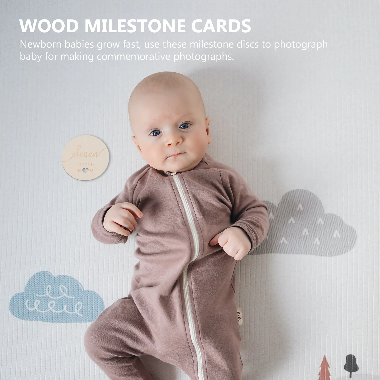 

15 pcs Wooden Cards Monthly Photography Smooth Wood Discs Growth Tracker Wood Cards