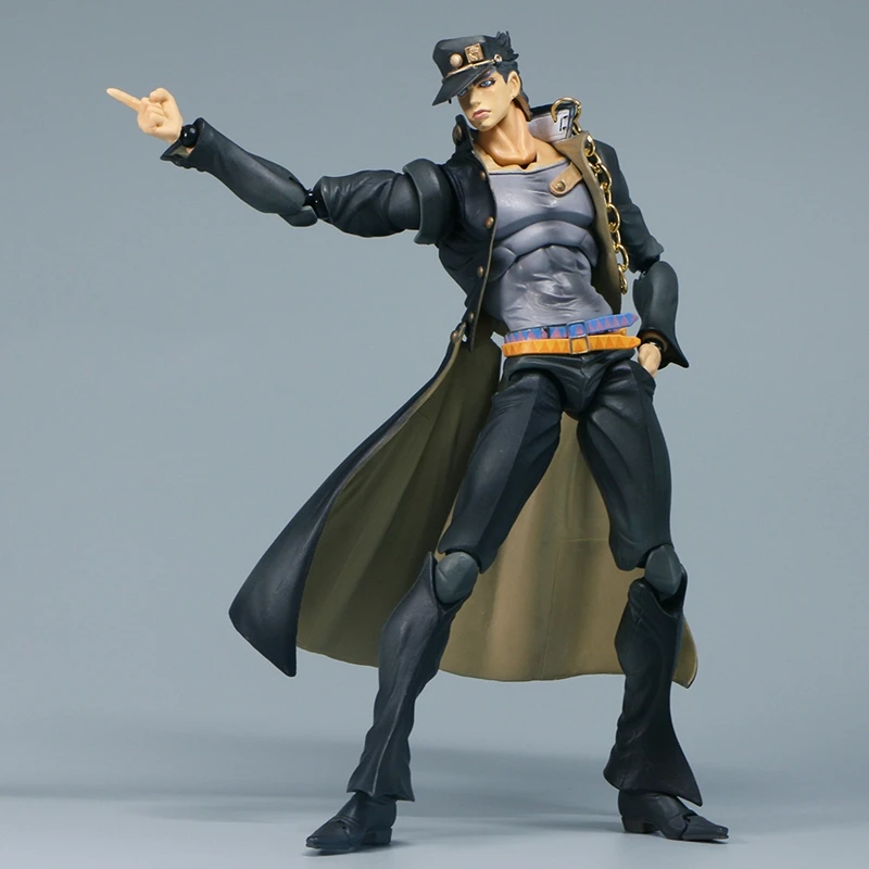 Nova figura de ação anime jojo's bizarre adventure grande kujo jotaro estrela platina actionfigure pvc modelo boneca caixa colorida presente do menino