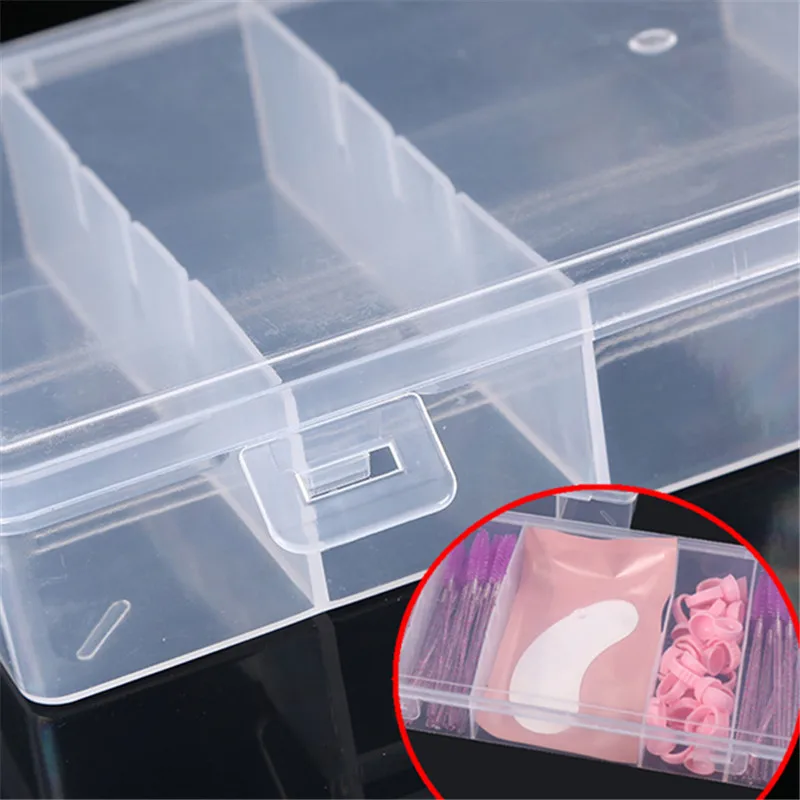 1 szt. Pudełko do przechowywania z 5 przegródkami, plastikowe pudełko na sztuczne rzęsy, organizer na sztuczne rzęsy, pudełka do przechowywania, ekspozytor na kolczyki i przedłużane rzęsy