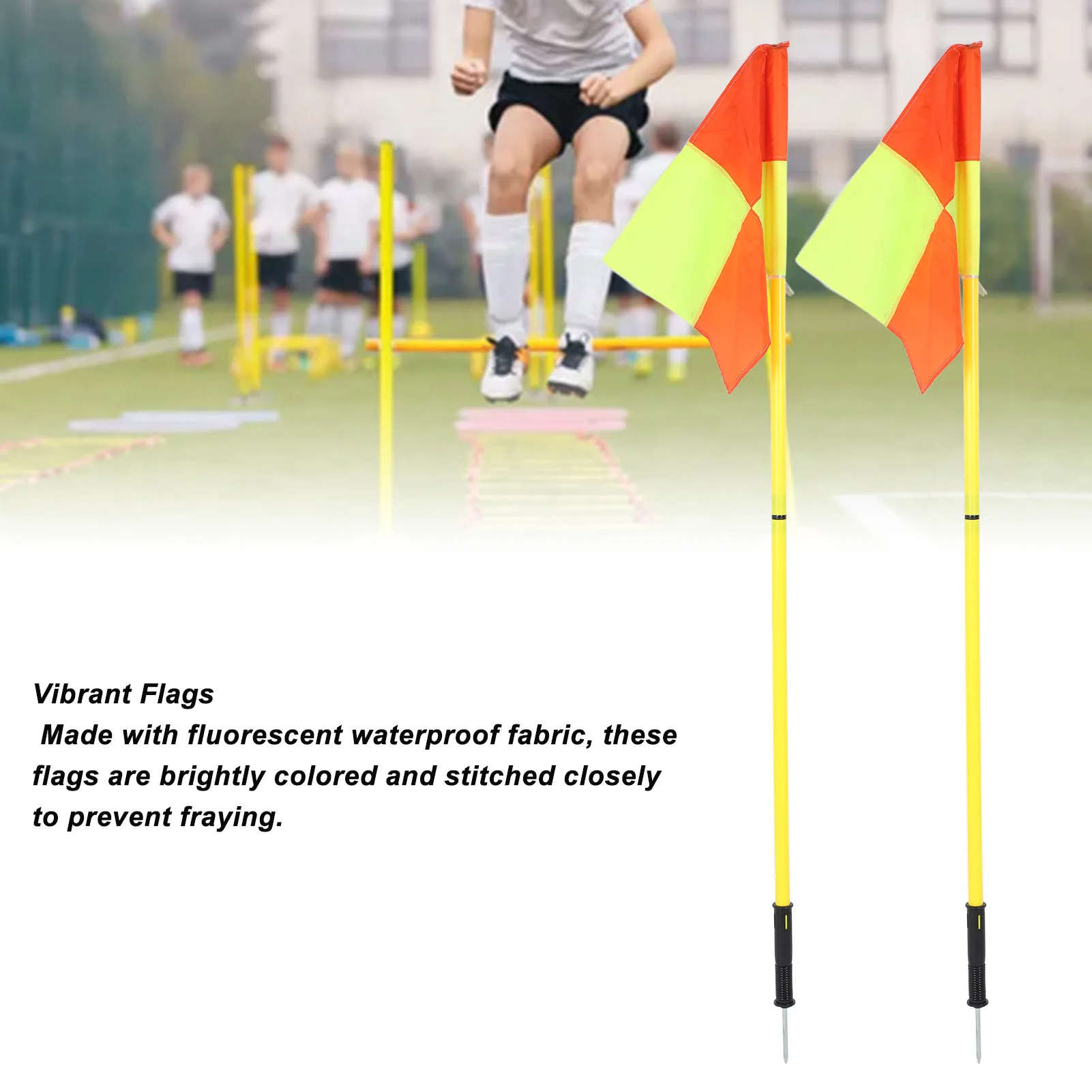 Corner Flags Set For Soccer Field With 4pcs Square Flags 4pcs 2 Section 1.5m Soccer Poles Soccer Equipment For Training Outdoor